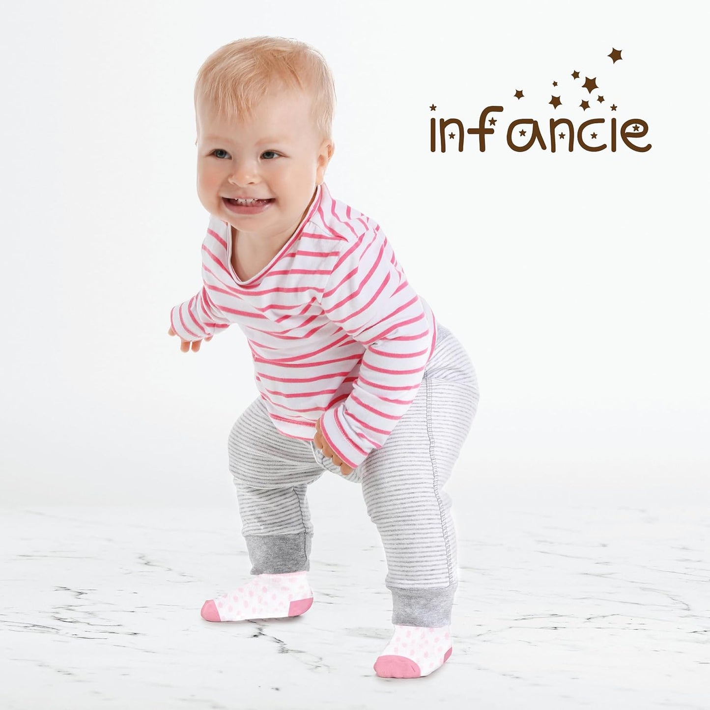 Organic Cotton Baby Socks - GOTS Certified Soft & Breathable | 6 Pairs for Newborn Girls 0-6 Months