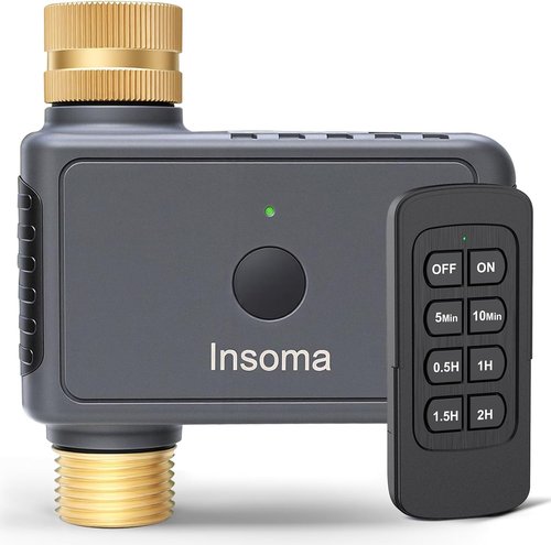 Insoma Remote Control Sprinkler Timer - Automatic Water Shutoff for Garden Hose | IP55 Waterproof, 120-Minute Run Time