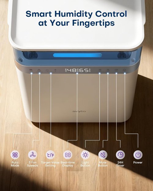 Avylo Dehumidifier | Energy Star Efficient 90 Pint/D for Basements | 4500 Sq.Ft, 2.11 Gallon Tank