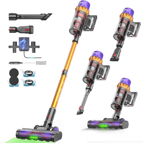 AlloyMove Cordless Vacuum Cleaner, 550W 50KPA 80Mins Self-Standing Cordless Vacuum for Home, With Wall Mount Charging/LED Display/Anti-Tangle Brush Stick Vacuum for Carpet/Pet Hair/Hardwood Floor, A05