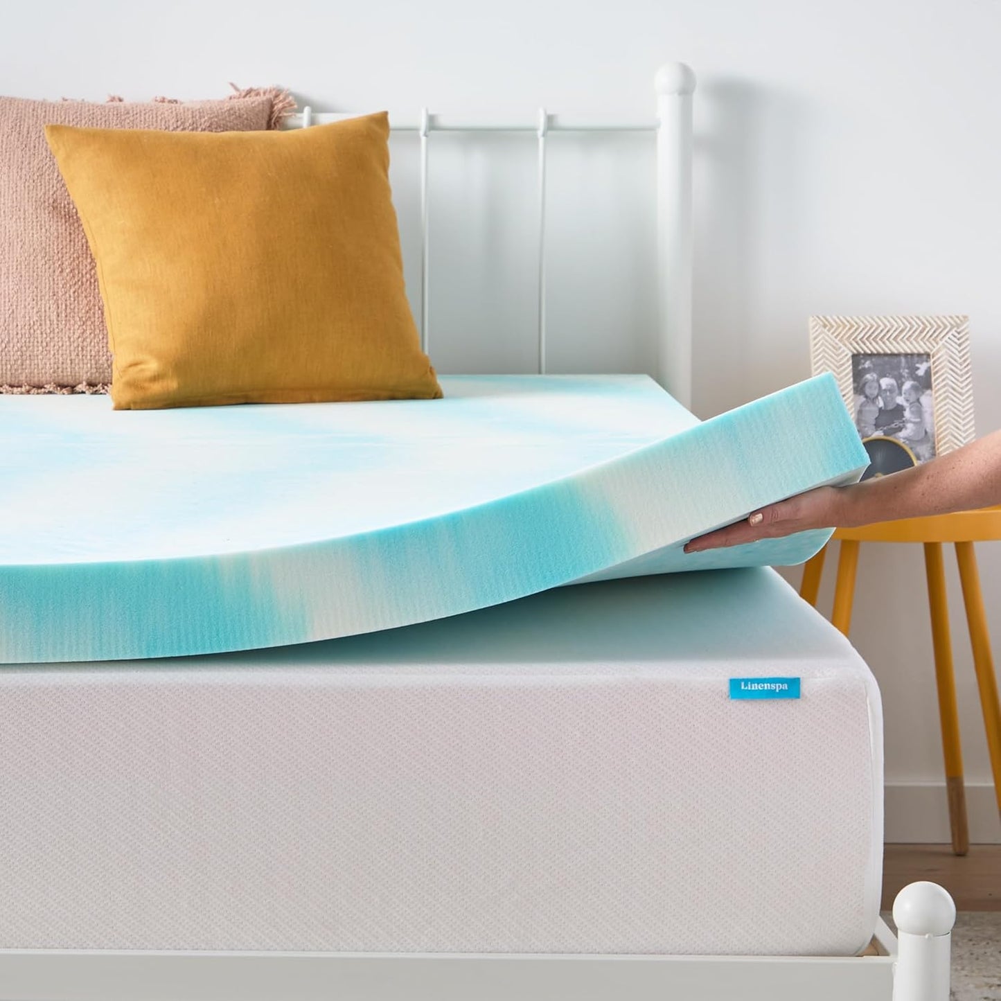 Linenspa 4 Inch King Size Gel Memory Foam Mattress Topper - Cooling & Pressure Relieving Design