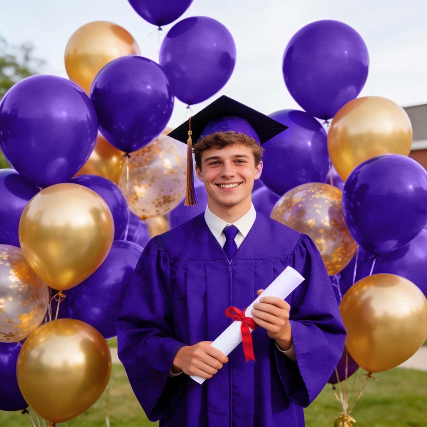 Purple Latex Balloons - 12 Inch, 110pcs for Birthday Party, Baby Shower & Wedding | Includes 2 Ribbons
