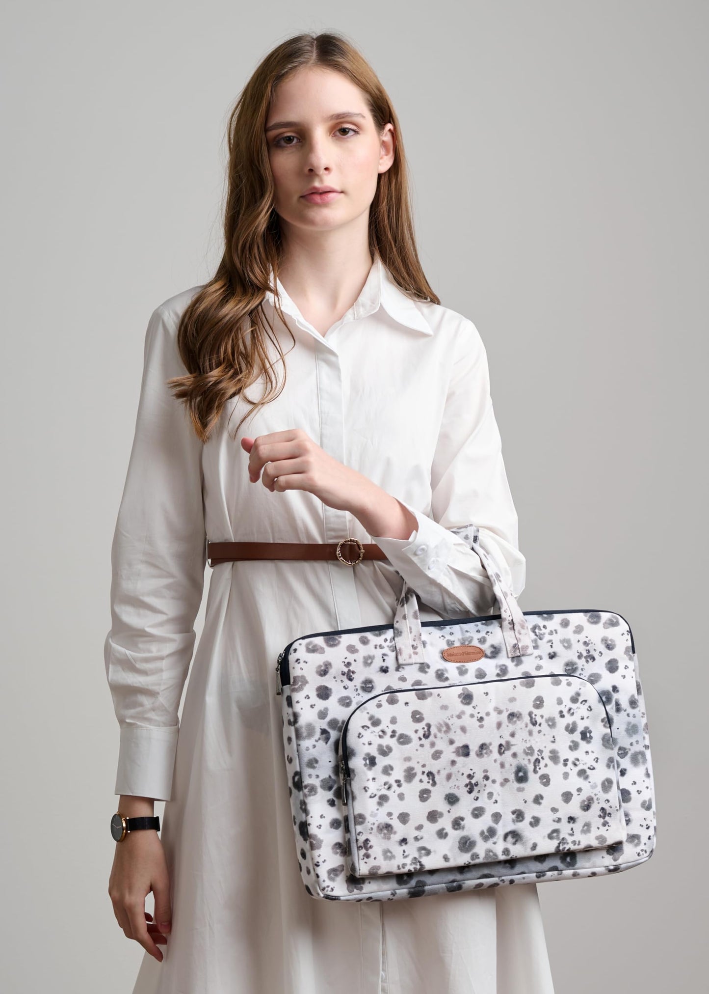 Maison d'Hermine Laptop Bag with Pocket Upto 13.5 inch Stain and Water Repellent Cotton Canvas Gifts for Mothers Day - Cheeta