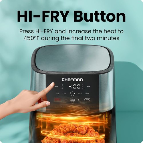 Chefman Air Fryer 8 Qt - TurboFry® 4-in-1 with 450°F Hi-Fry Option for Crispier Results | XL Nonstick Basket