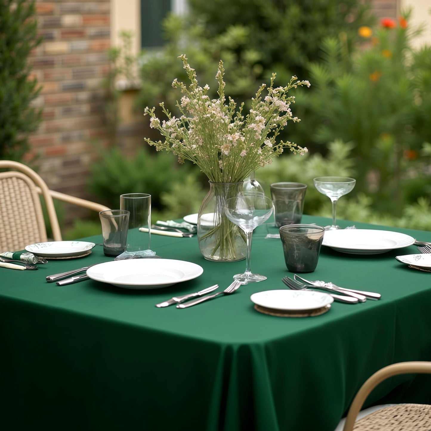 sancua Tablecloths for 6 Foot Rectangle Tables, 6 Pack - Washable Polyester Fabric Table Cloth for Chirstmas Party, Birthday, Banquet Reception, 54x108 Inch Hunter Green