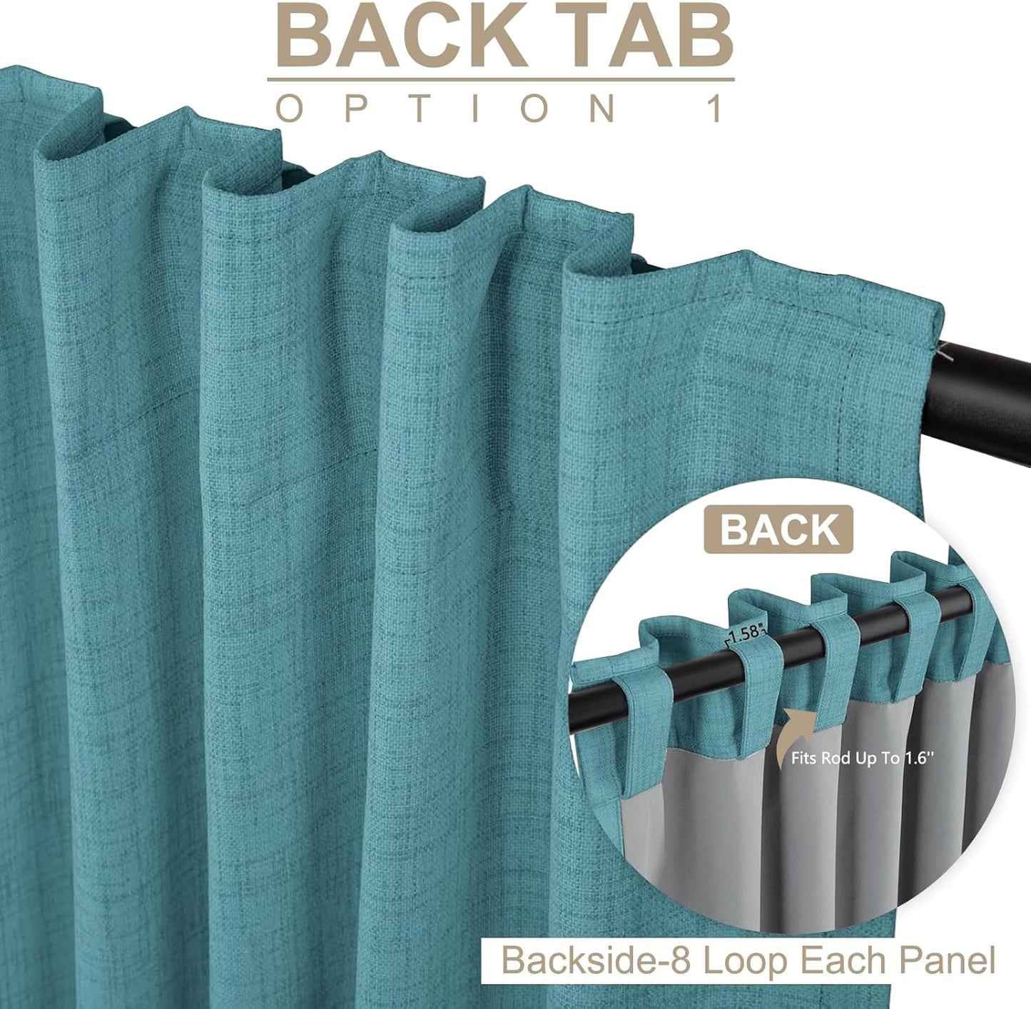 Skiennix Blackout Curtains - 100% Blackout Thermal Insulated Drapes, 50" W x 90" L, Dark Cyan - 2 Panels Set