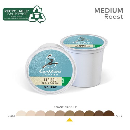 Caribou Coffee Decaf K-Cup Pods - Medium Roast Single-Serve Coffee | 96 Count (Pack of 4)