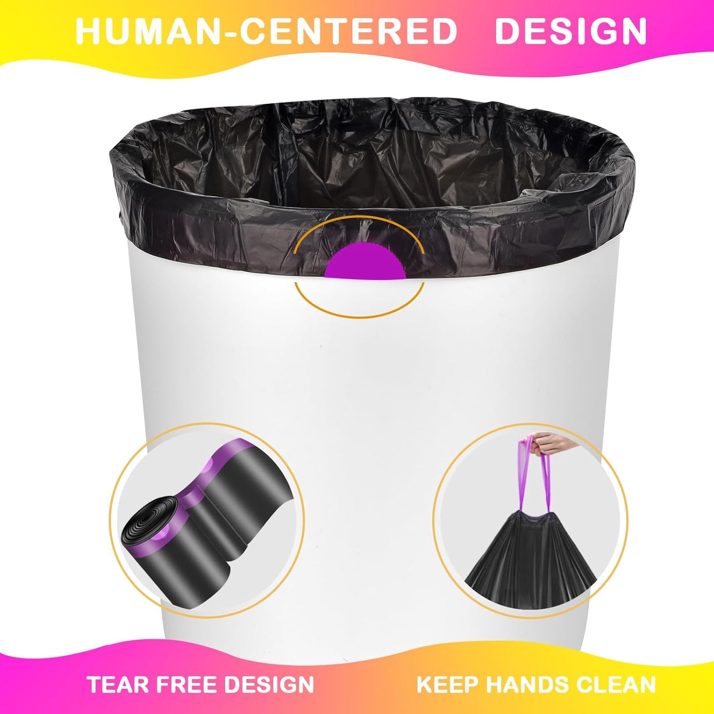 Skiennix 4 Gallon Drawstring Trash Bags - 120 Count, Durable Black Waste Disposal Solution