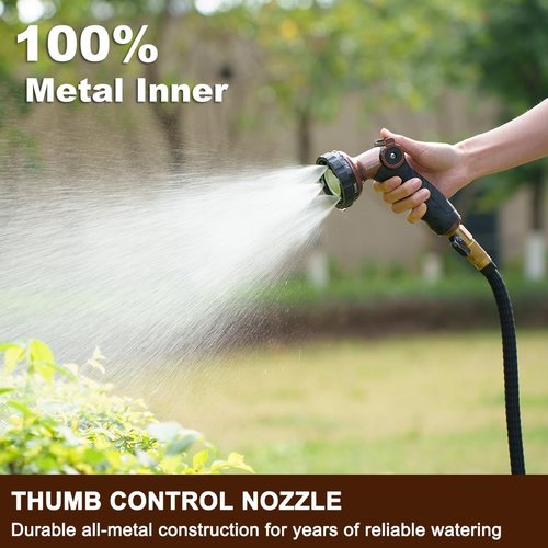 FANHAO Heavy Duty Garden Hose Nozzle - Metal Sprayer with 6 Adjustable Patterns & Thumb Control