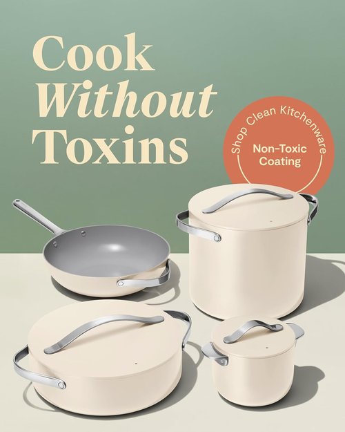 Caraway Cookware | Specialty Cookware Set - Petite Cooker, Stir Fry Pan, Rondeau & Stock Pot - Black with 3 Lids & Organizer