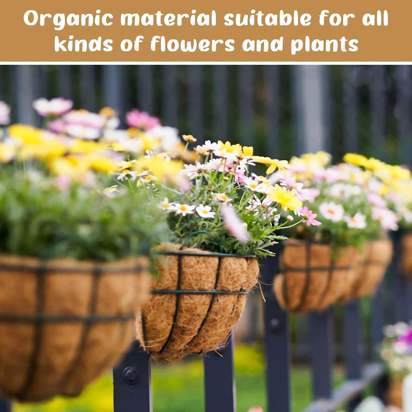 Legigo 3 Pack 18-Inch Coco Fiber Hanging Basket Liners - 100% Natural Coconut Planter Inserts