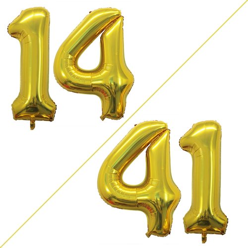 GOER Jumbo 14 Inch Balloons - Gold Foil Helium Decorations for 14th Birthday Party