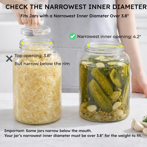Jillmo 1 Gallon Fermentation Weights, Glass Pickle Weights for Wide Mouth Gallon Jars, Heavy Fermenting Weights with Easy-Lift Handle, Keep Vegetables Below Brine for Pickles, Kimchi, Sauerkraut