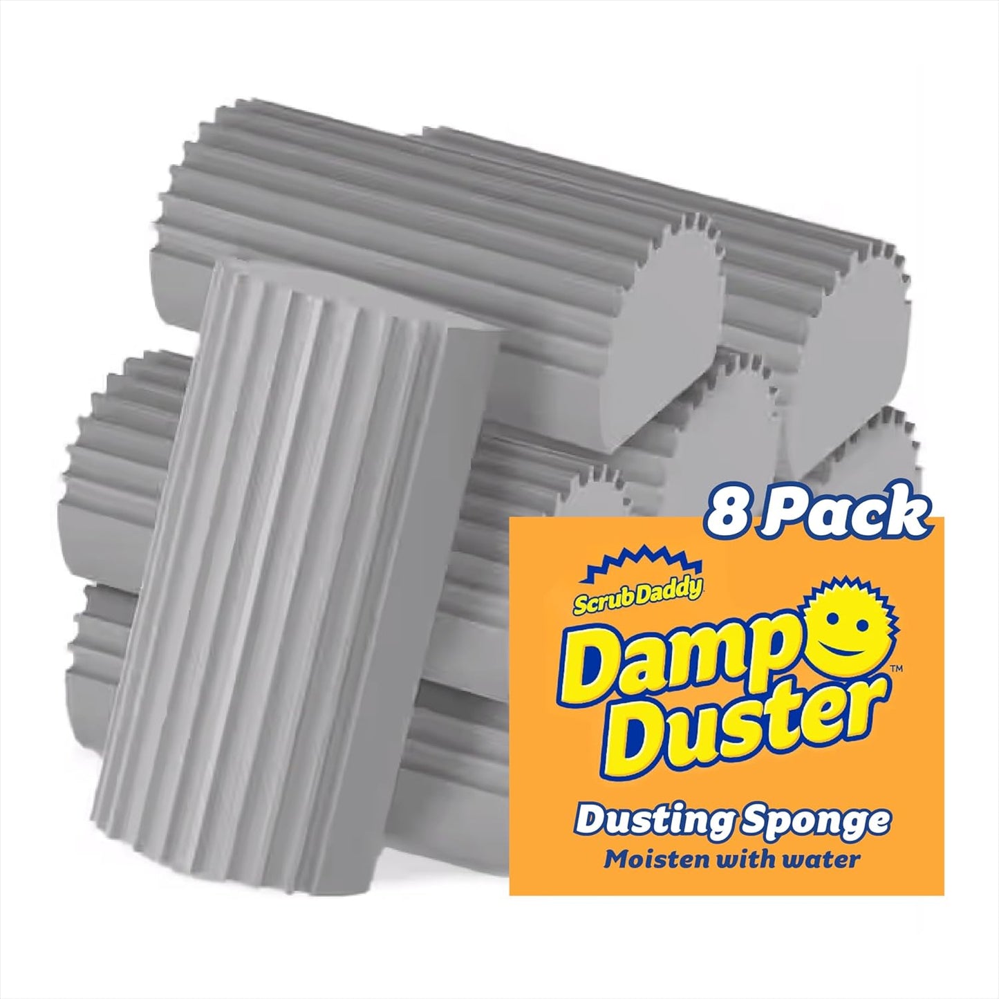 Scrub Daddy Damp Duster Sponges - 8 Count Dust Remover for Household Cleaning | Reusable Cleaner for Vents & Blinds