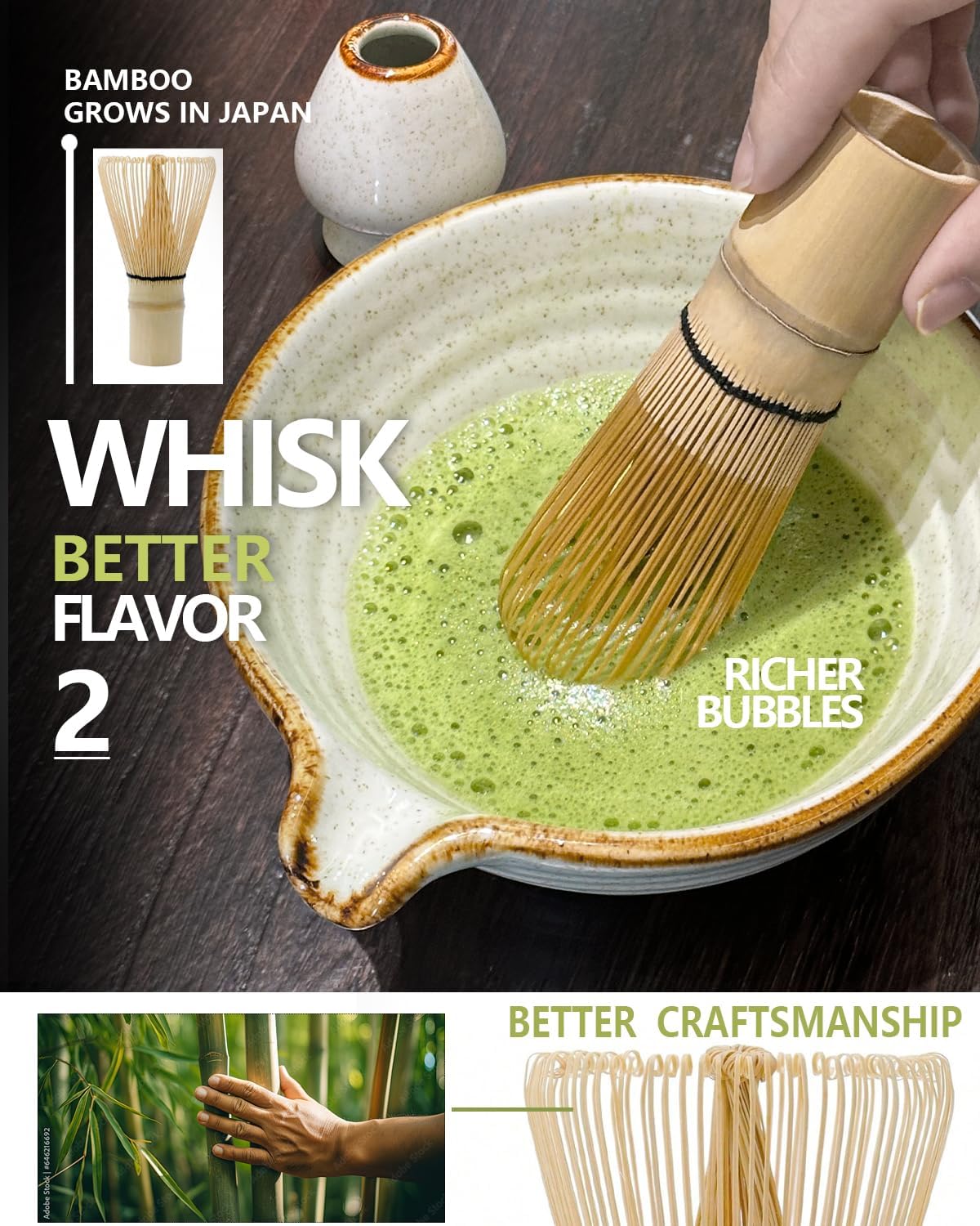 Taruzil Matcha Whisk Set - Bamboo Whisk, Bowl, Scoop & Sifter | Perfect Unique Gift for Women & Moms