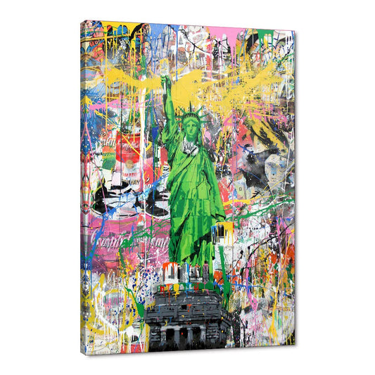 MAMAGO Large Graffiti Wall Art Abstract Statue of Liberty Painting Modern Street Pop Art Abstract Posters Prints Artwork Home Decor for Living Room Office Dorm Framed Ready to Hang - 28 x 44 inch