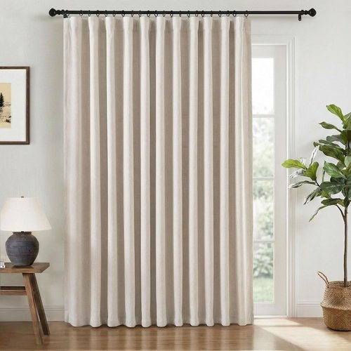 INOVADAY 100% Blackout Curtains - Extra Wide Thermal Insulated Drapes for Sliding Doors | Beige, 102 Inch