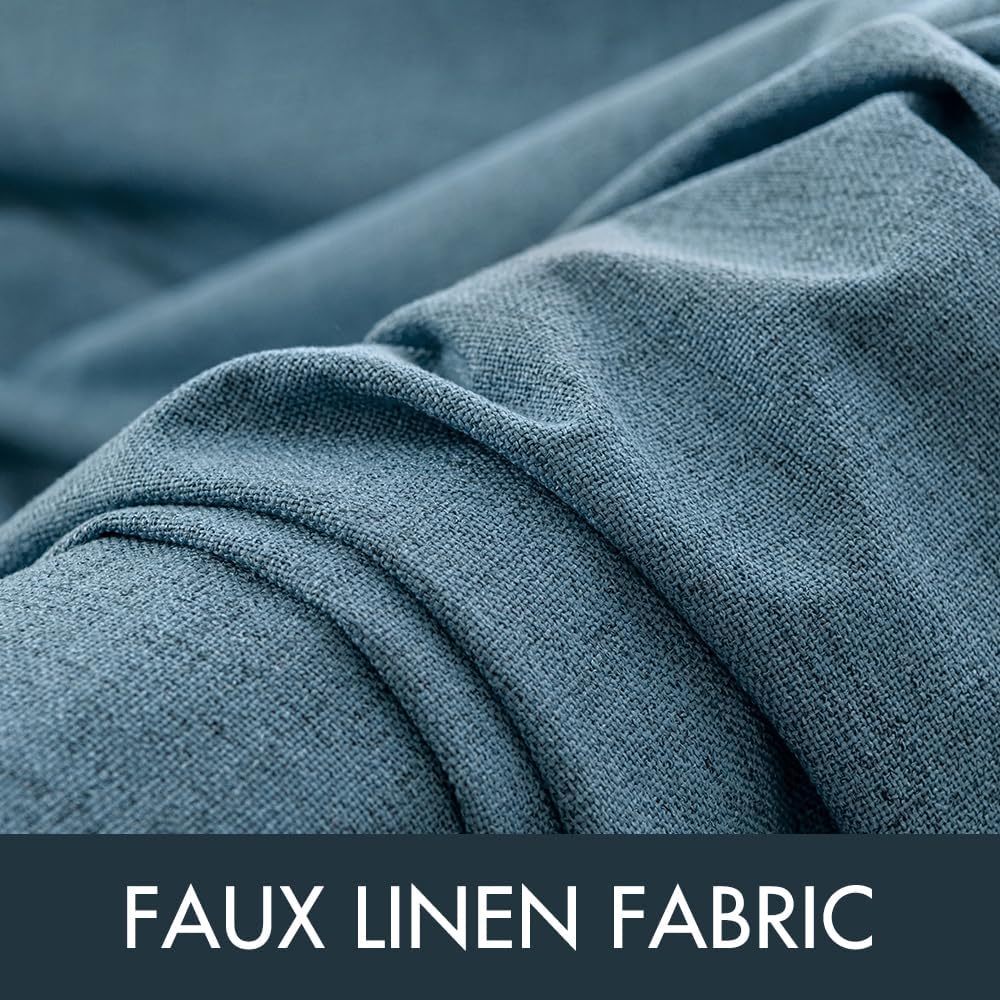 MIULEE Blackout Curtains - 100% Opaque Thermal Insulated Polyester - Dusty Blue, 90 Inches Long