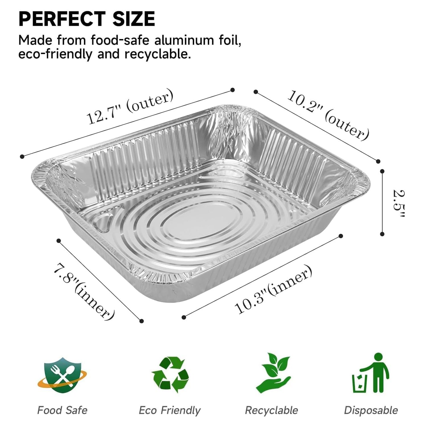 Thickened 9"x13"Aluminum Foil Pans (10 Pack) - Disposable Steam Table Pans for Baking, Cooking, Roasting Food Prep - Deep 2.5" Full Size Hotel Pan, Freezer Oven Safe, Durable to-Go Containers