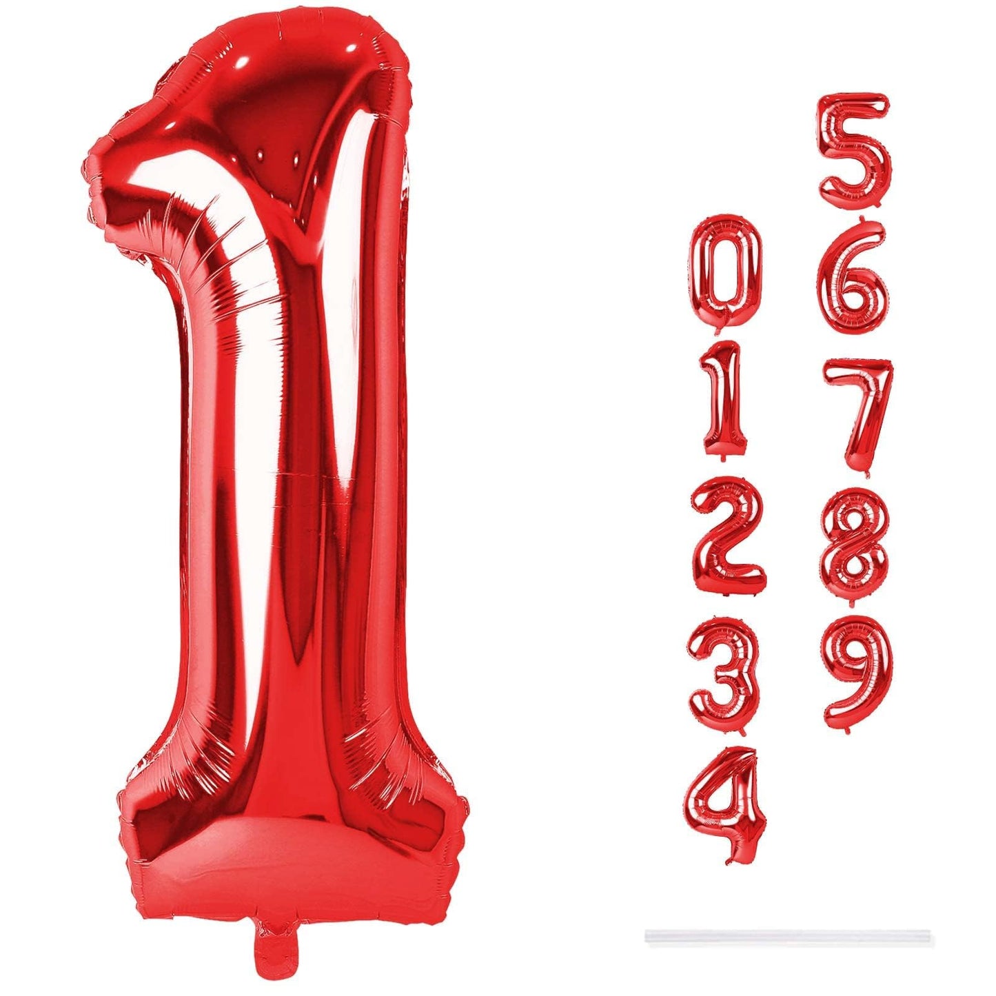 Red Number 1 Balloons, 40 Inch Large Foil Number Balloons Set 0-9 for Women, Self Inflating Digital 1 Helium Balloon for Girls Boys 1st Age Birthday Anniversary Party Decorations Photo Shoot Supplies