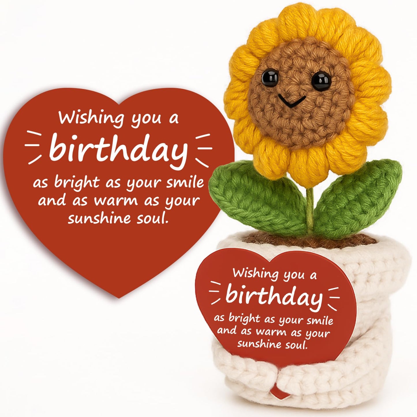Ovrrcame Crochet Sunflower Plush – Inspirational Funny Happy Birthday Gifts for Women Man, Mom, Sister, Best Friend, Coworker – Unique Gift Ideas for Her, Him, Birthday Decorations/Mothers Day