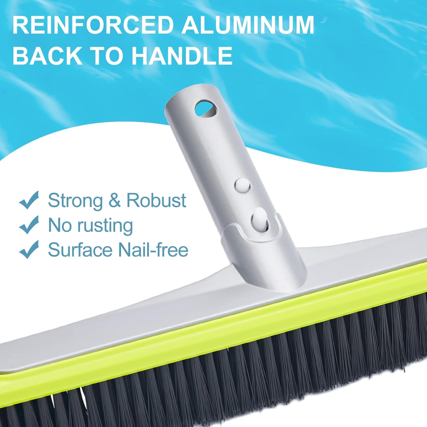 Sepetrel Pool Brush Head - Heavy Duty 17.5" for Inground/Above Ground Pools | Premium Bristles & Reinforced Aluminum Back