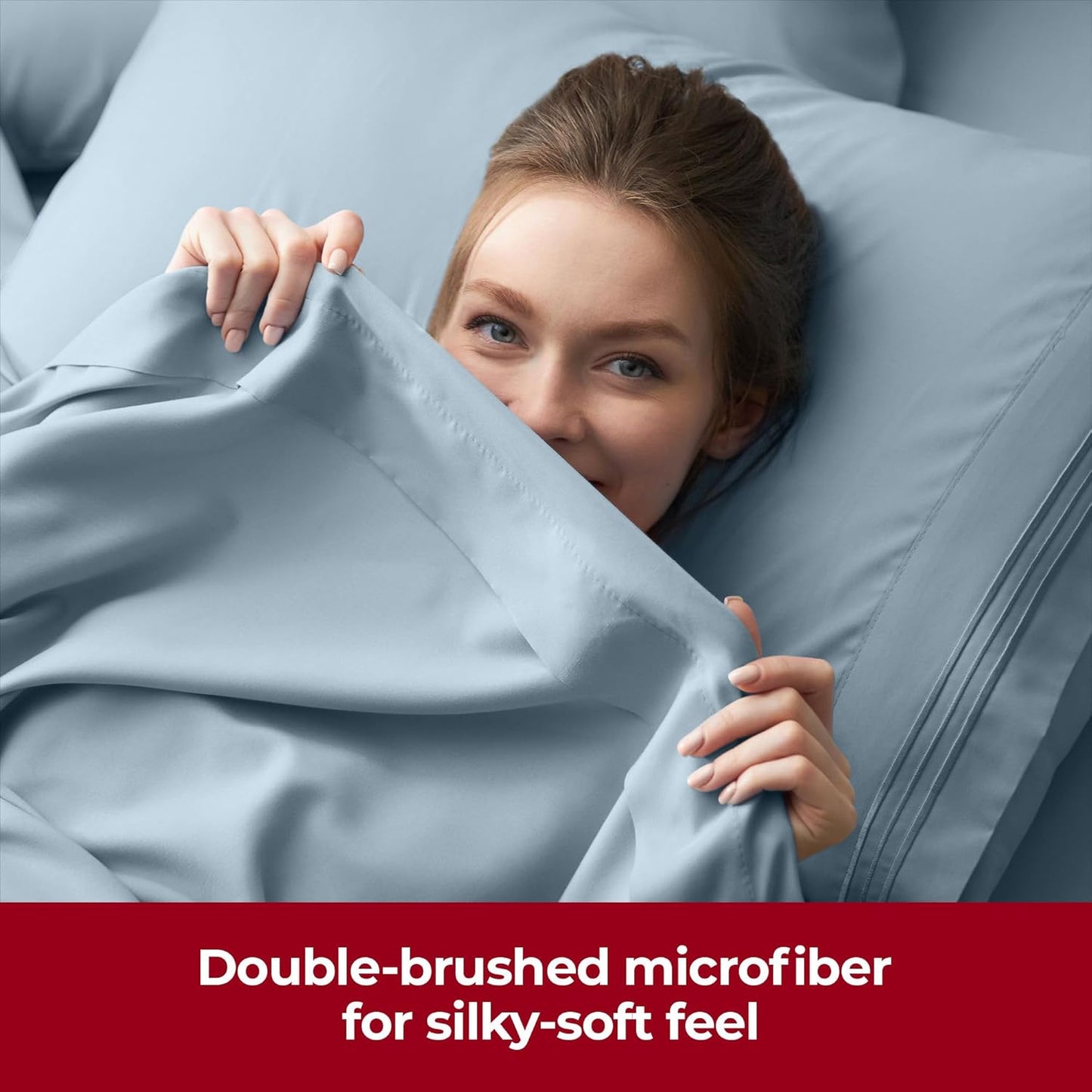 Mellanni Extra Deep California King Sheets - Hotel Luxury, Ultra Soft & Cooling - 4 PC Set in Spa Blue