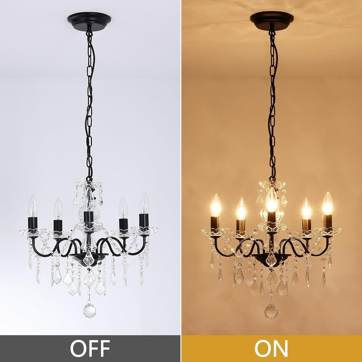 Plug in Modern 3-Light Gold Chandelier with Glass Crystals, Candle Style Pendant Light Fixtures for Living Room, Girls Room, Kitchen Island, Entryway