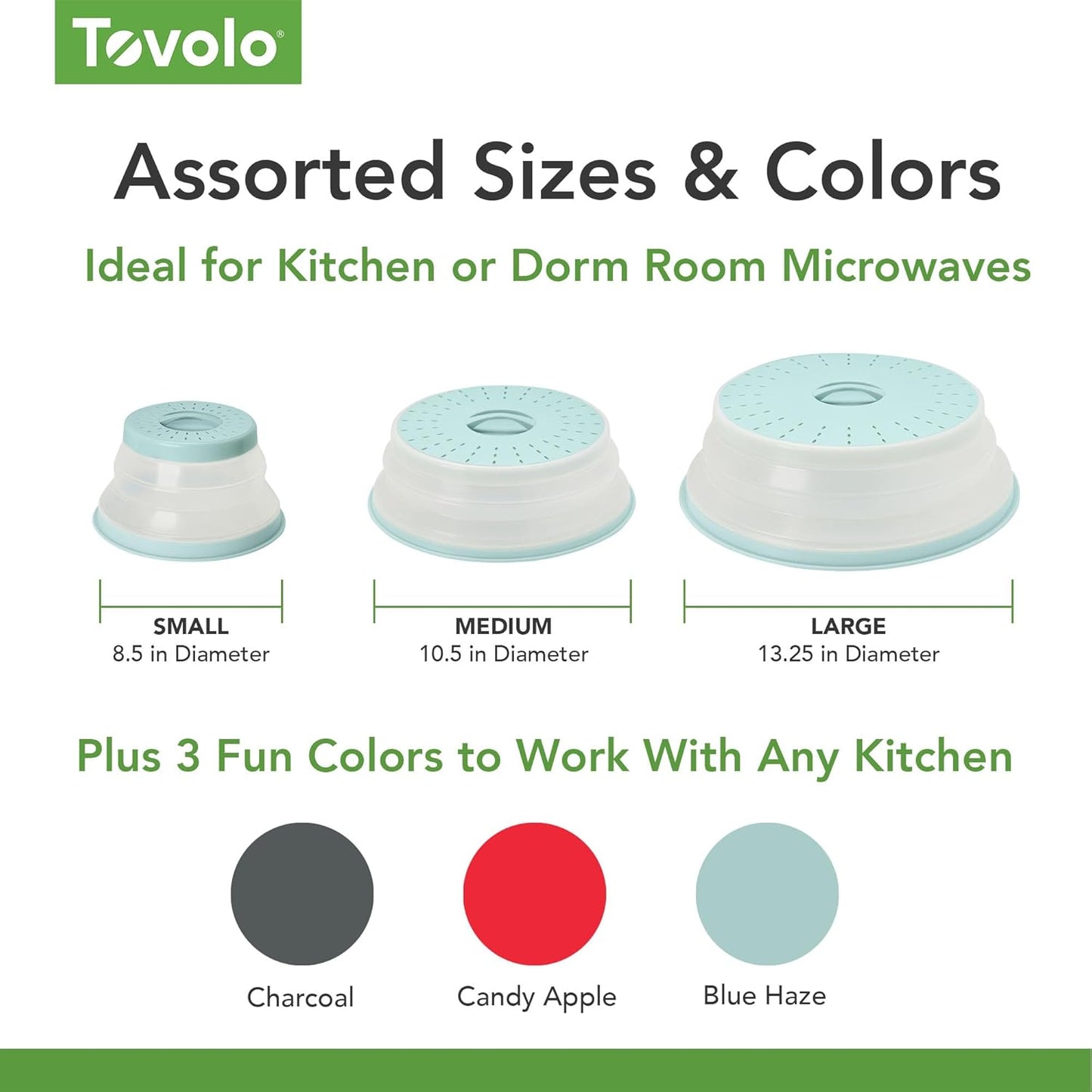 Tovolo Microwave Splatter Cover - Collapsible Vented Silicone Lid | Medium Charcoal - BPA-Free Kitchen Essential