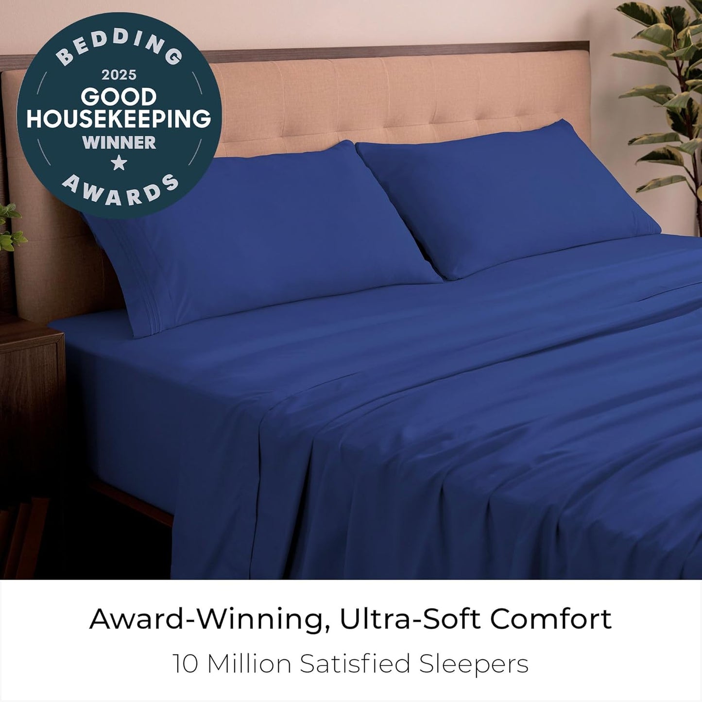 Mellanni California King Sheets Set - 4 PC Hotel Luxury Bedding | Extra Soft, Cooling, Stain Resistant - Royal Blue
