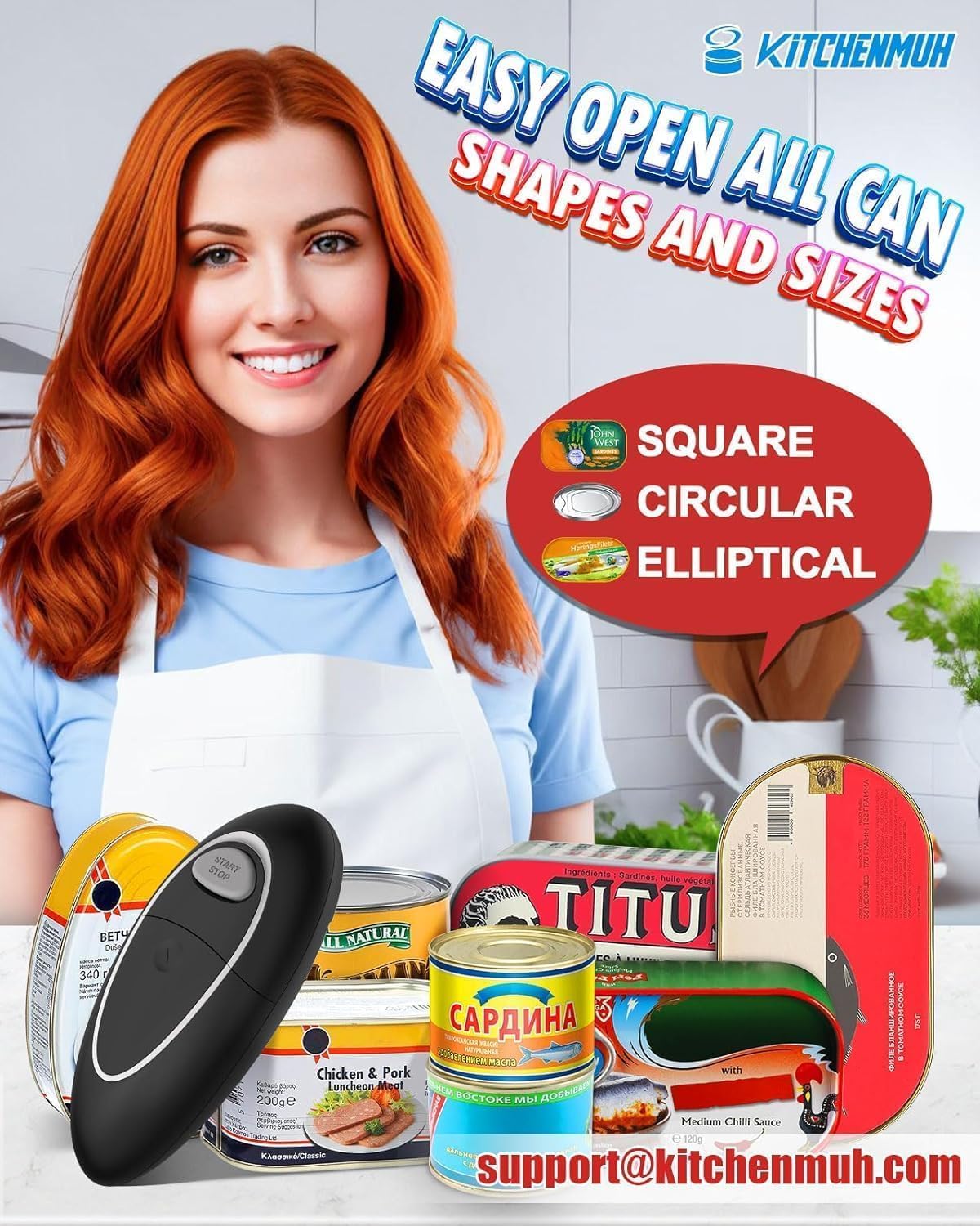 One Touch Electric Can Opener - Battery Operated, Smooth Edge Design | Fits All Can Sizes for Seniors