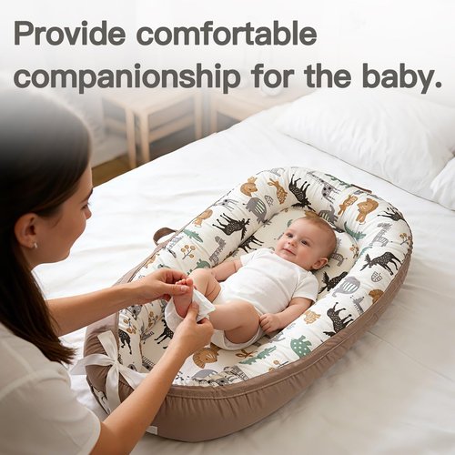 Infant Support Cushion - Breathable 100% Organic Cotton Tummy Time Mat | Portable Newborn Floor Cushion - Dinosaur World