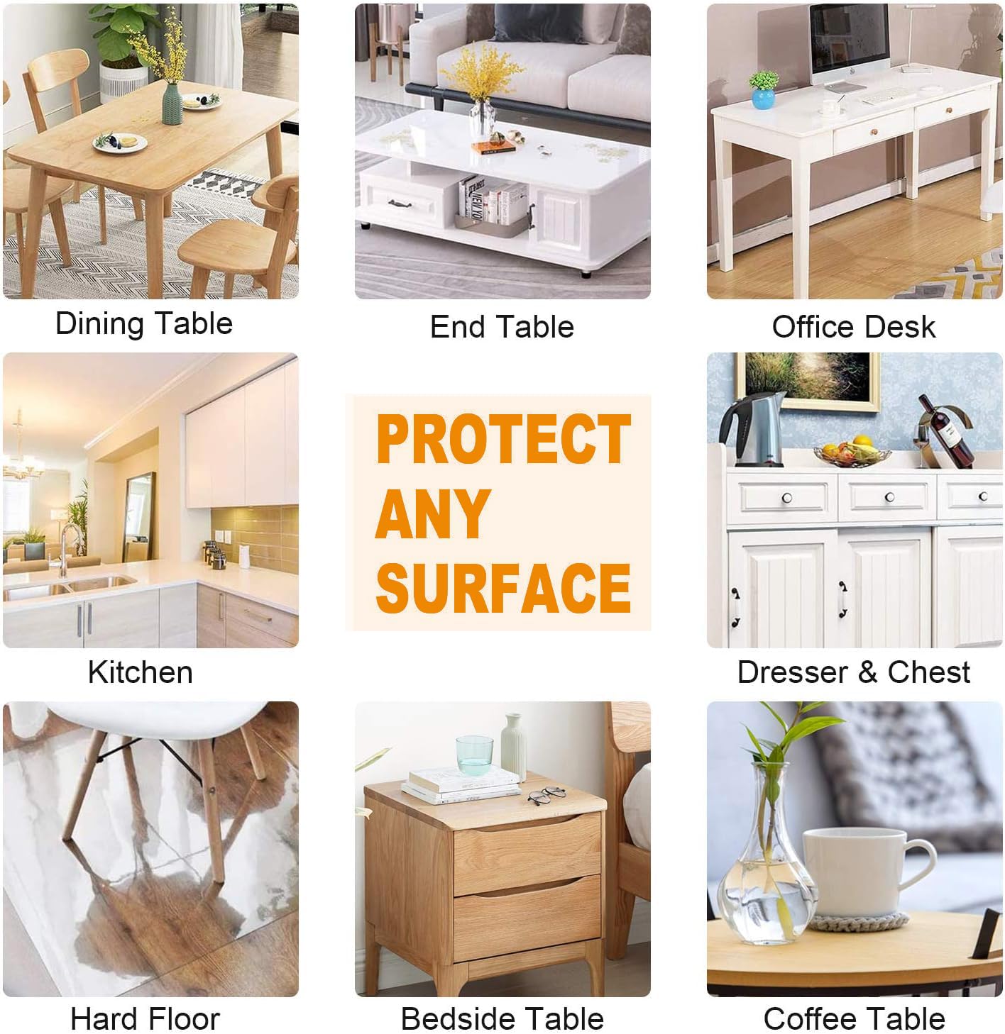 22x48 Inch New Version Clear PVC Table Cover Protector 1.5mm Thick Waterproof Heat Resistant Table Pad for Dining Room Table Plastic Vinyl Desk Pad Mat for Night Stand Dresser End Table Writing Desk