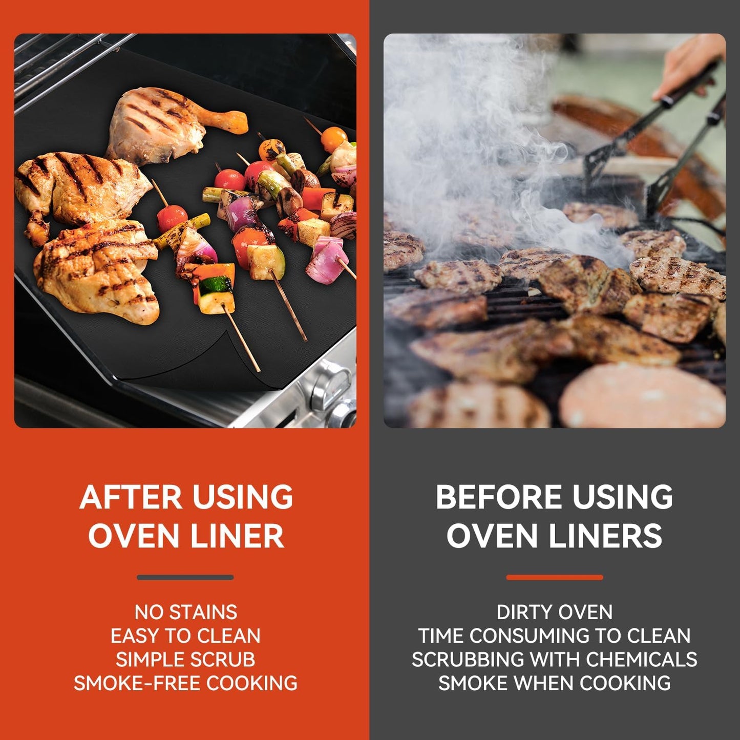 Teflon Oven Liners - Reusable Non-Stick Heat Resistant Mats | Easy to Clean 23.6"x 15.7" Size