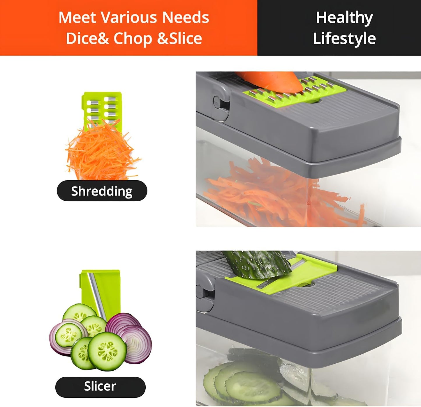 Skiennix 15-in-1 Vegetable Chopper - Multifunctional Food Slicer with Container & Lid for Easy Meal Prep