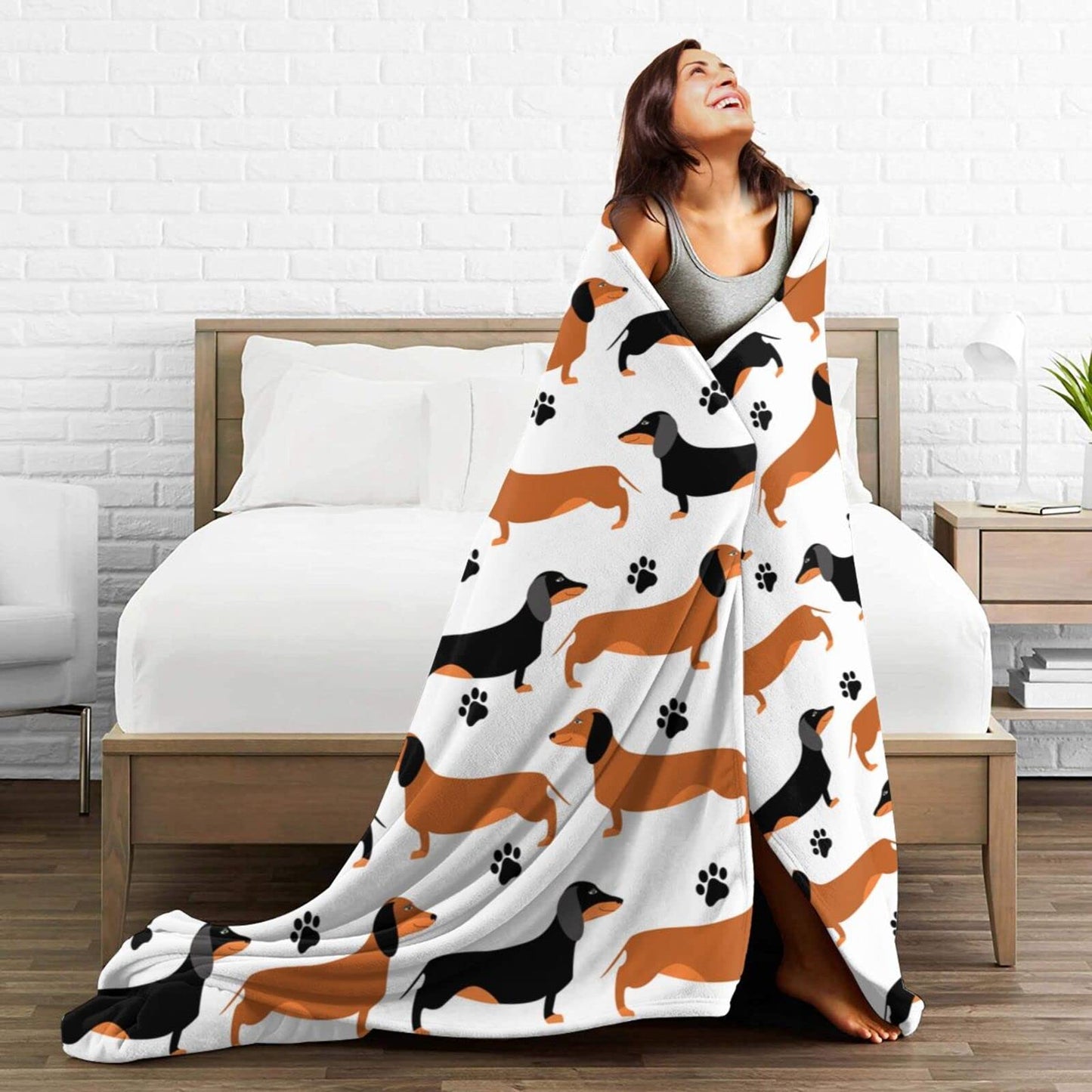 Dachshund Throw Blanket Bedding Super Soft Warm Flannel Blankets for Kids Adults Bedroom Living Room Sofa 50"x40"