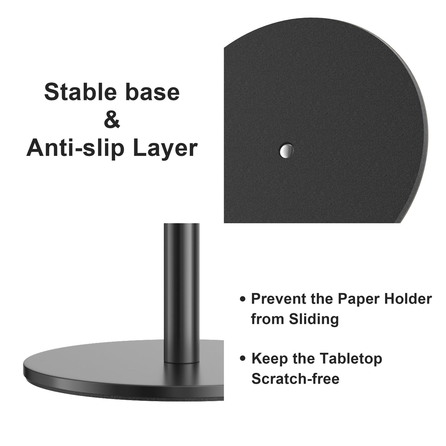 Black Paper Towel Holder Free-Standing, Premium Stainless Steel Paper Rolls Organizer Countertop, Classic Fashion Kitchen Roll Dispenser