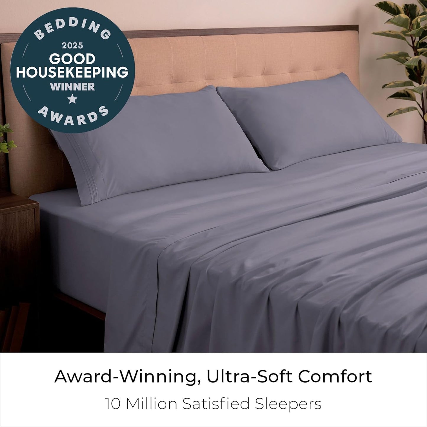 Mellanni California King Sheets Set - 4 PC Hotel Luxury Bedding | Extra Soft, Cooling, Wrinkle-Resistant (Hazy Lilac)