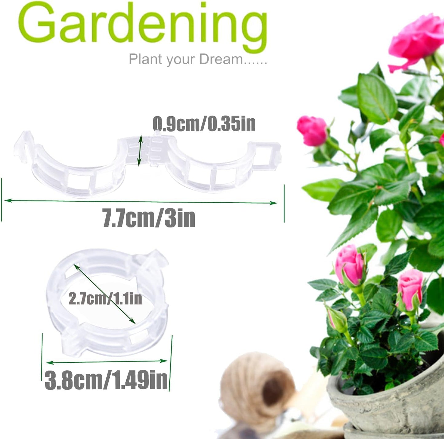 Skiennix Plant Support Clips - 150pcs Tomato & Grape Vine Clips for Garden Trellis | Durable Plastic for Secure Planting