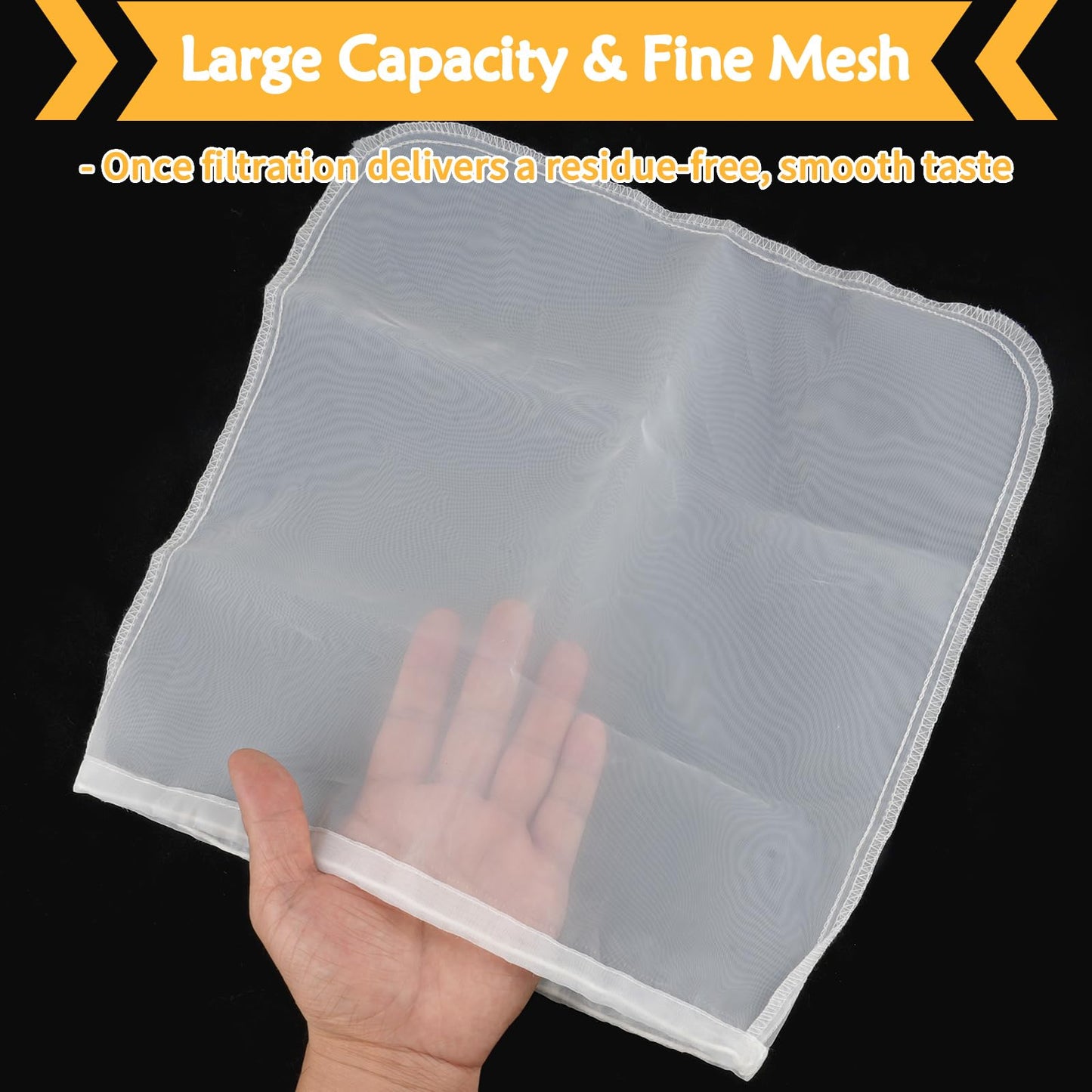 XL 4 Pcs Food Grade Nut Milk Bag Reusable, Grade 100, 12" x 12" Nut Bag Strainer, Fine Mesh Nylon Cheese Cloth Bags for Straining Oat Almond Milk, Greek Yogurt, Juice, Cold Brew Coffee, Beer Tea