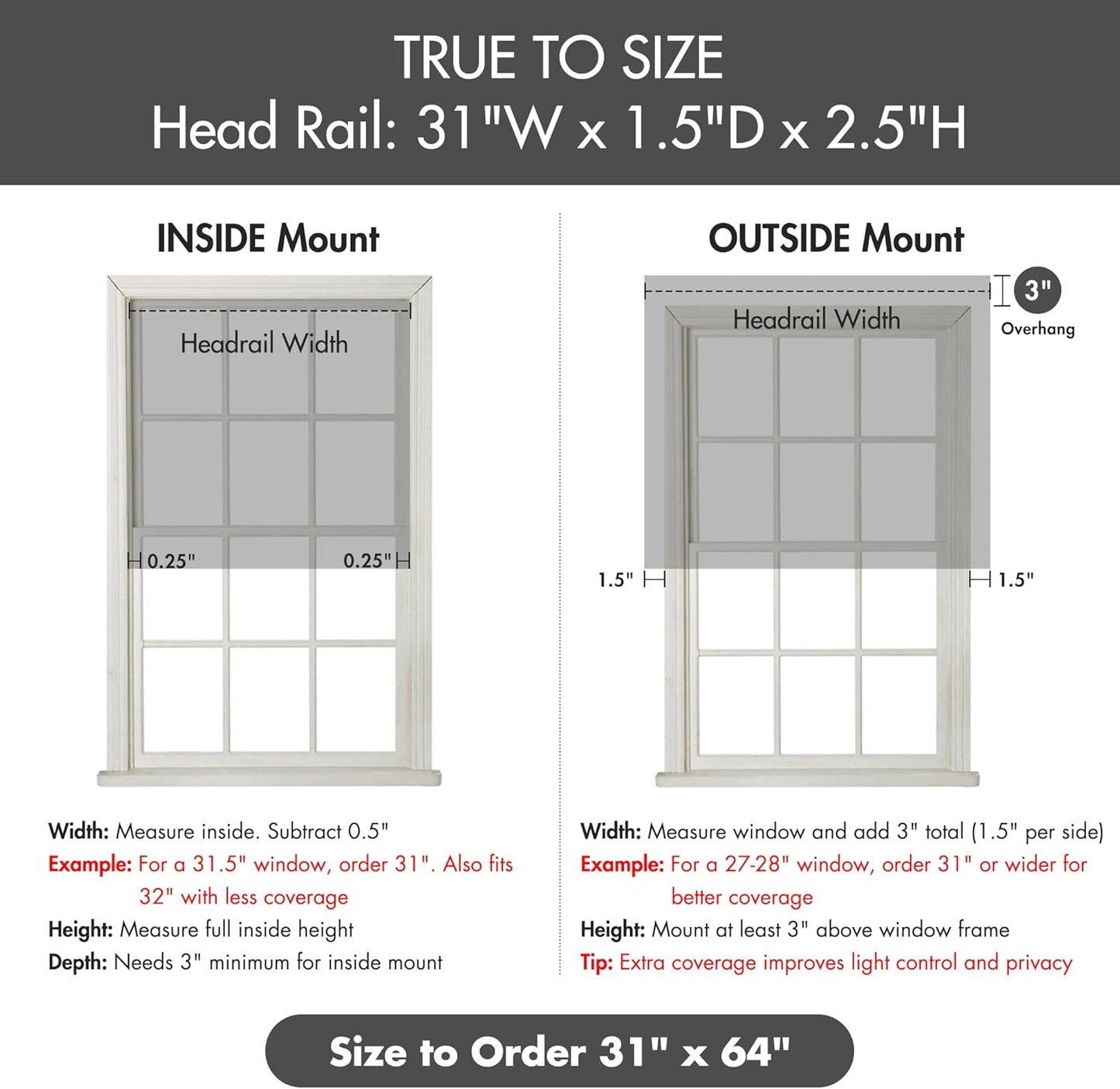 Madison Park Galen Cordless Roman Shade, 31" W x 64" H, Charcoal – Room Darkening, Thermal Insulated, Energy Efficient Window Blind with Subtle Sheen Basketweave Fabric for Privacy