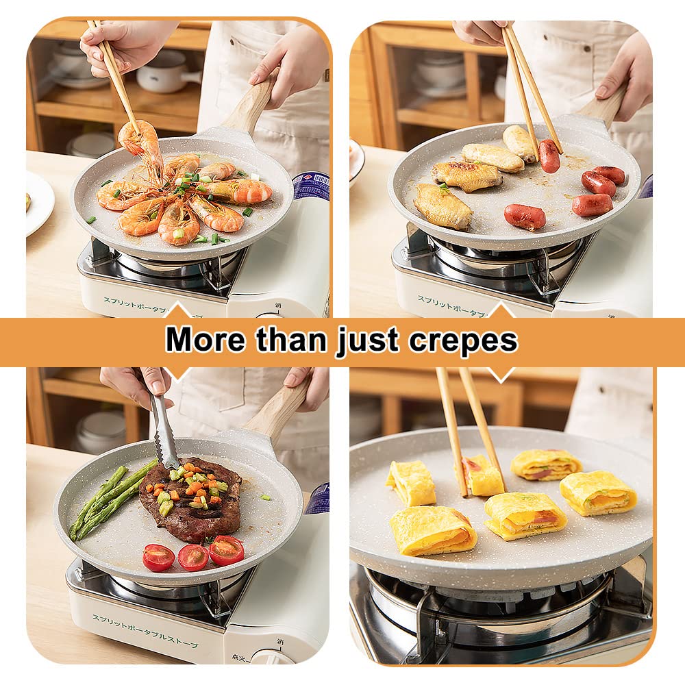 Bobikuke 8 inch Crepe Pan, Nonstick Pan for Crepes Omelette Tortillas Crispy Pancake, Dosa Tawa Tortilla Pan, Griddle Pancake Pan for Roti Indian - Black