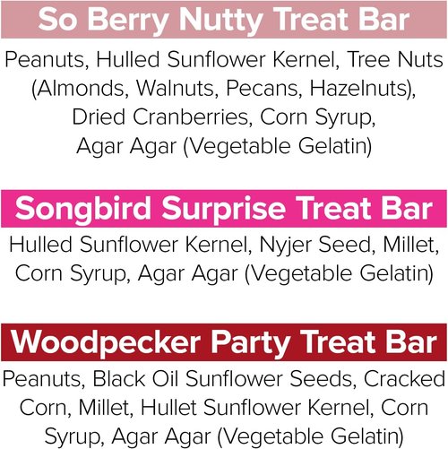 Blue Seal Suet Treat Bars for Wild Birds - No Mess Suet Feed for Woodpeckers & Cardinals | 8 oz Variety Pack of 6