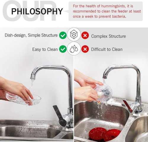 eWonLife Hummingbird Feeders - 16oz Leak-Proof Design with Ant Moat & Bee-Proof Ports | Easy Clean & Refill