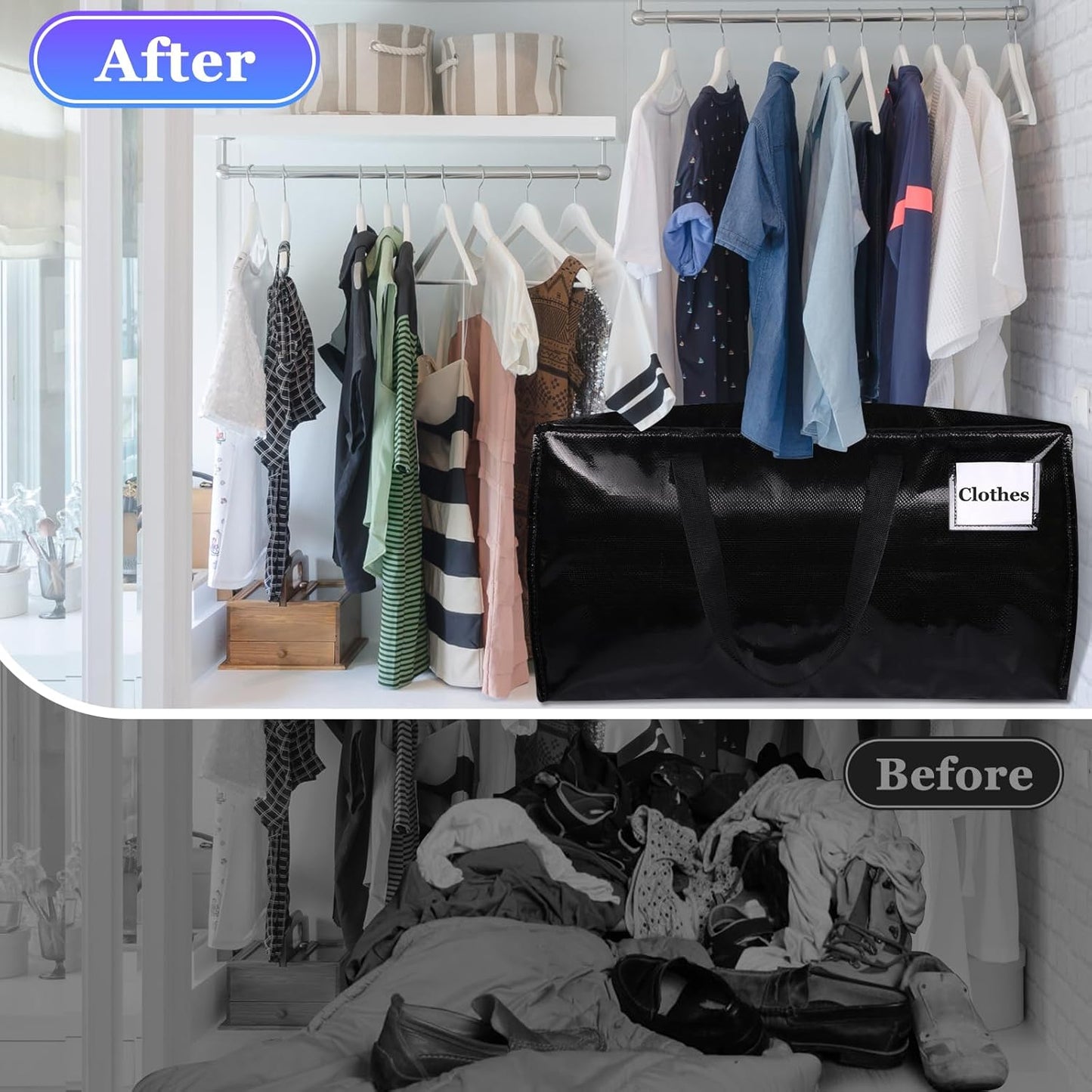 StorageRight Extra Large Moving Bags - Oversized Storage Totes with Strong Handles & Zippers | 76L, 6-Pack for Space Saving & Packing