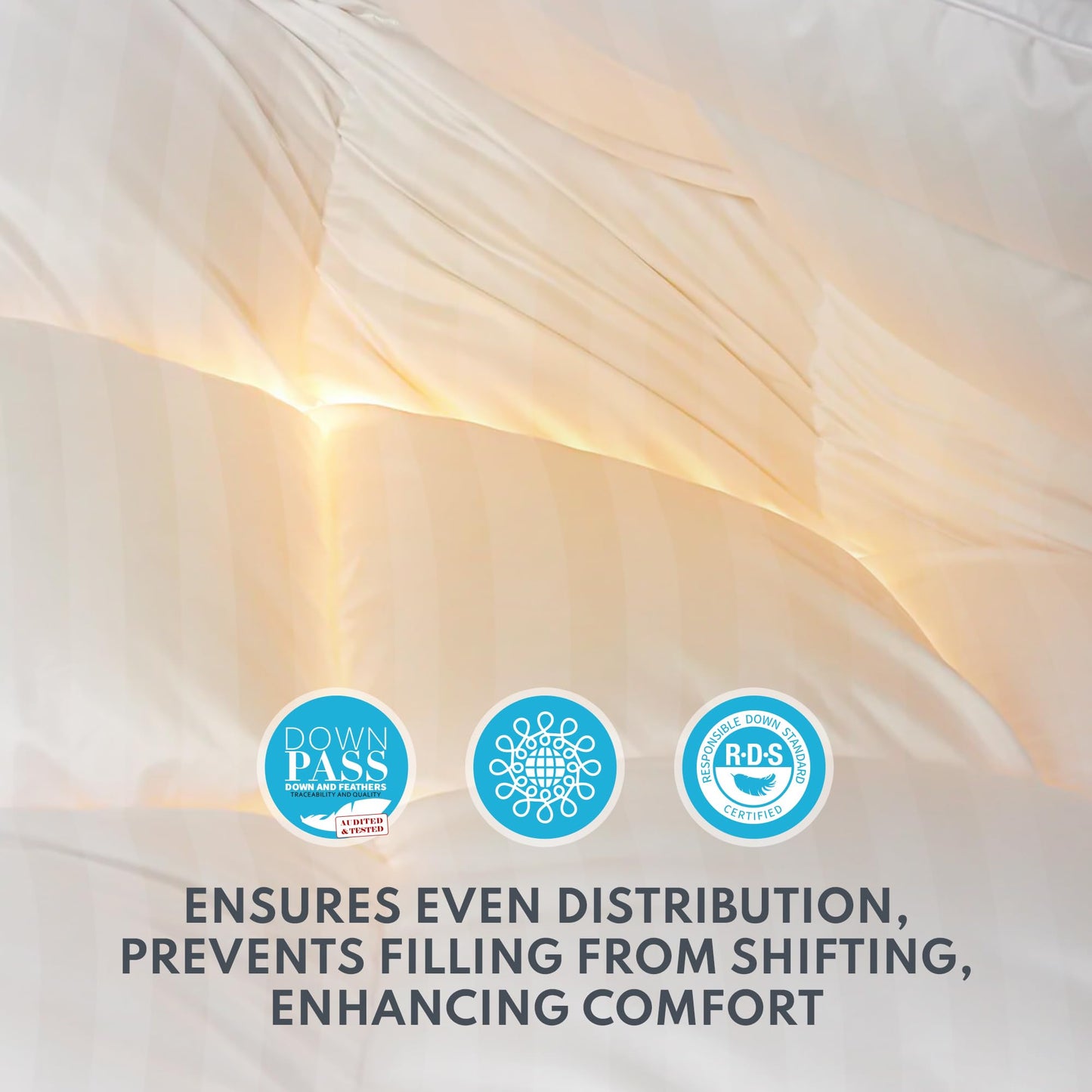 Down Feather Fiber Comforter Queen Size - All Season Luxury Hotel Duvet Insert, Medium Warmth, 750+ Fill Power Fluffy Premium Comforter with 8 Corner Tabs, White Cotton Cover, 90'' x 90''