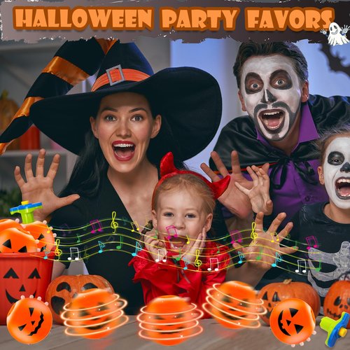 Halloween Basket Goodie Bag Stuffers Filler for Kids, 3 Pack Light Up Party Favors Spinning Top for Toddler Boys Girls, Halloween Spooky Trick or Treats Non Candy Toys Classroom Prizes Stuff Games