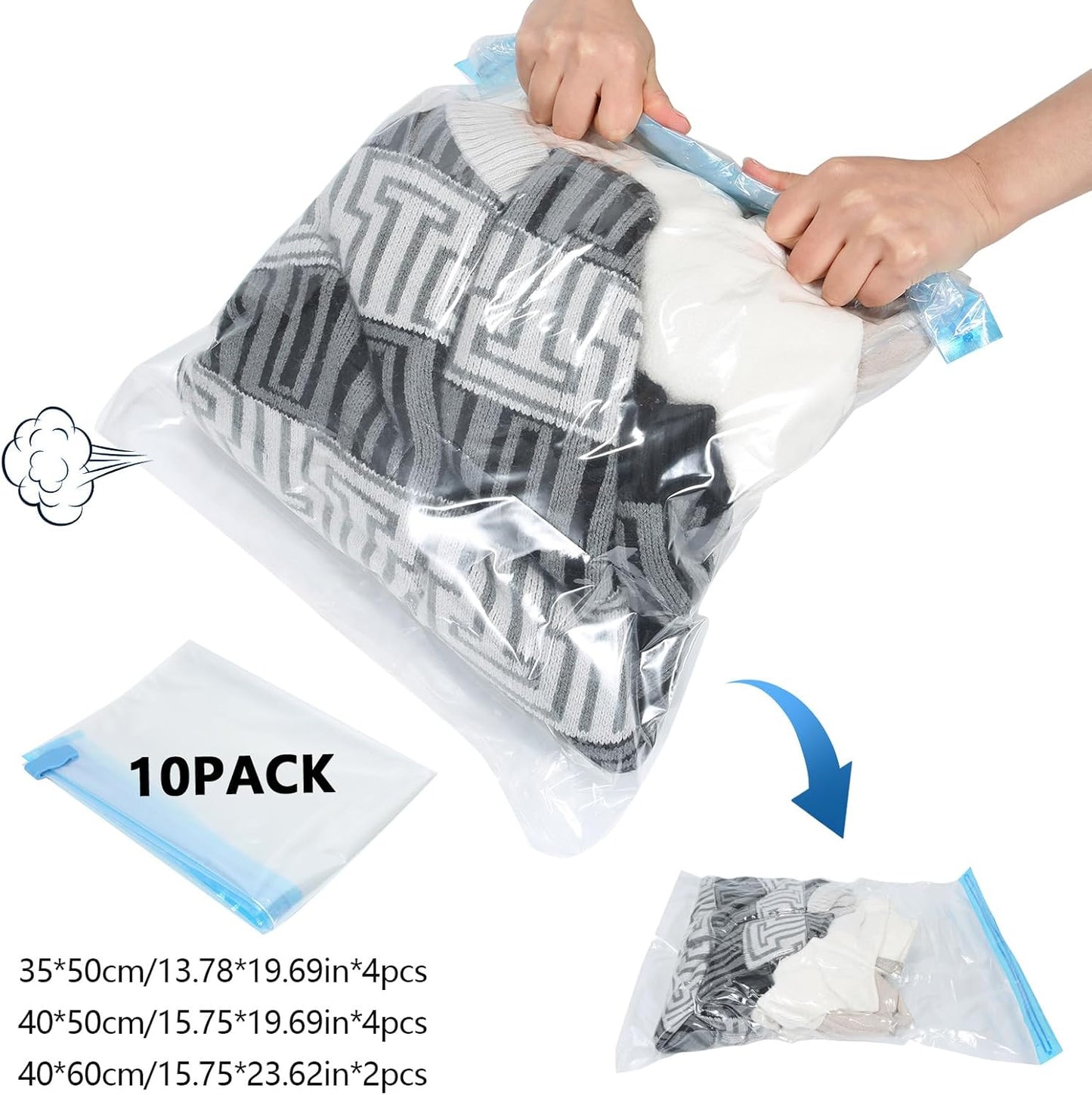 Skiennix Extra Large Storage Bags Set - Heavy Duty Waterproof Totes with Dual-Way Carrying Design | 6 Moving Bags & 10 Vacuum Seal Bags for Travel and Camping