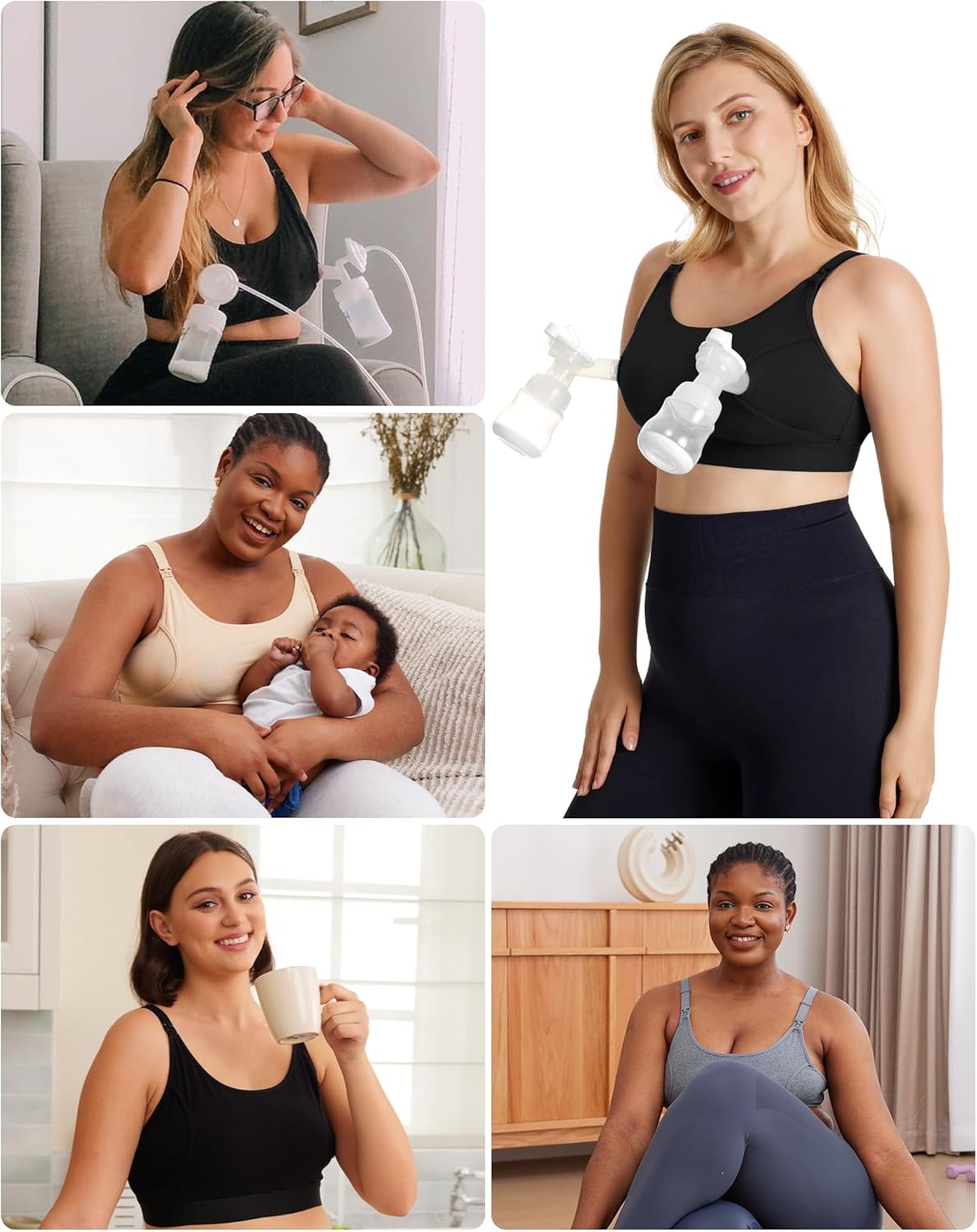 Momcozy Hands-Free Pumping Bra - Adjustable Nursing & Pumping Bra for Ultimate Comfort | Black