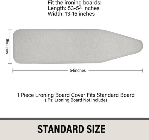 Iwtmm Ironing Board Cover - Heavy-Duty Silicone Coating, Scorch-Resistant Padding | Fits 15 x 54 Inches, Silver